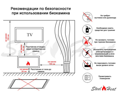 Биокамин SteelHeat WALL GRAND 900 LITE черный Биокамин SteelHeat WALL GRAND 900 LITE черный