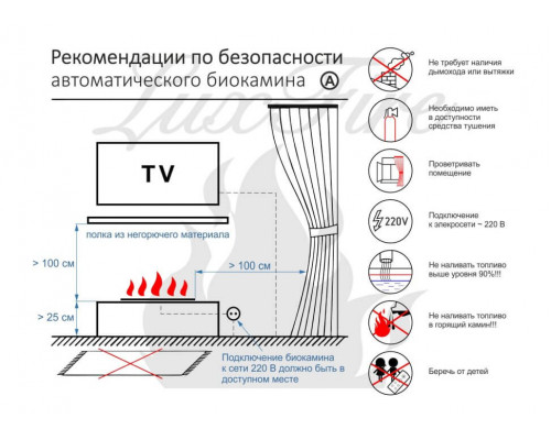 Автоматический биокамин Lux Fire Smart Flame 1700 RC